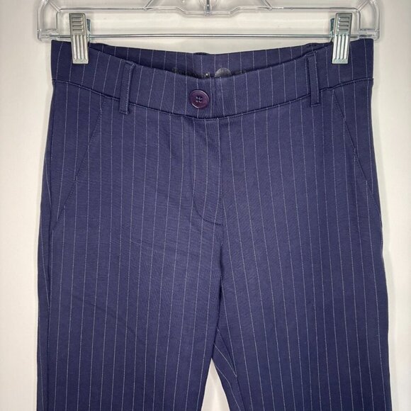 BETABRAND XS Blue Pinstripe Pullon Stretch Trouser Faux Pockets - Picture 1 of 6